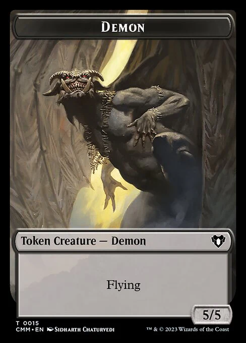 Clue // Demon Double-Sided Token [Commander Masters Tokens] - Image 2