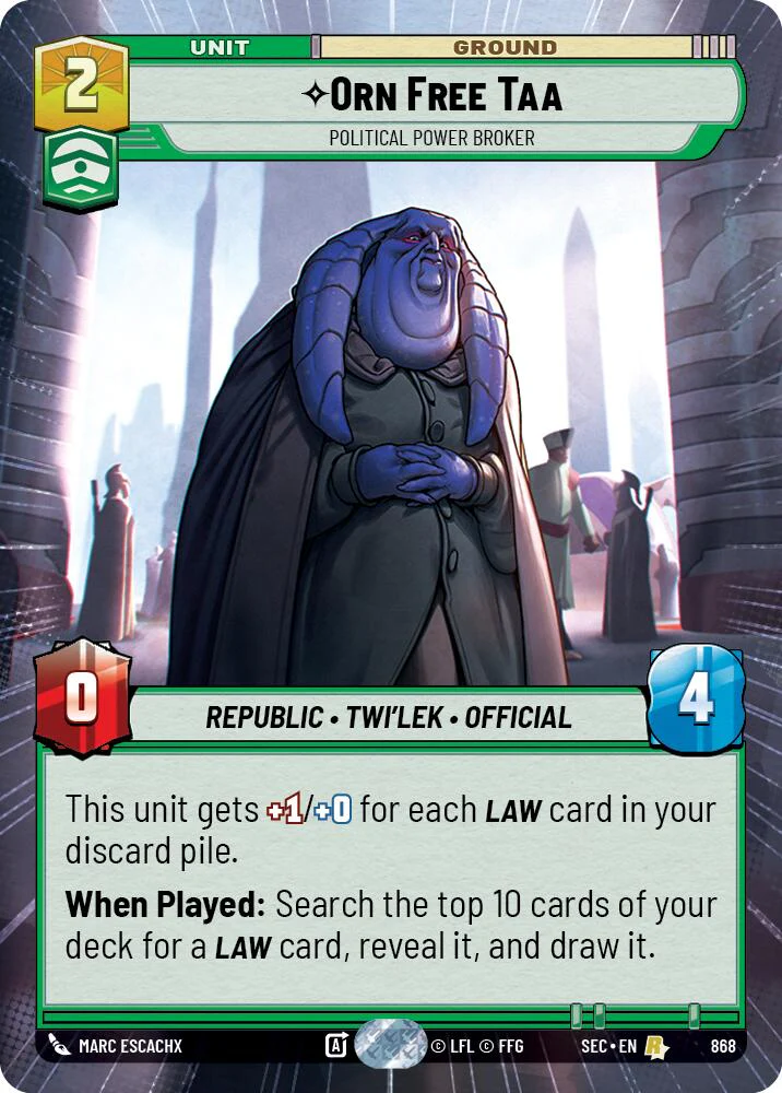 Orn Free Taa - Political Power Broker (Hyperspace Foil) (868) (868) [Secrets of Power]